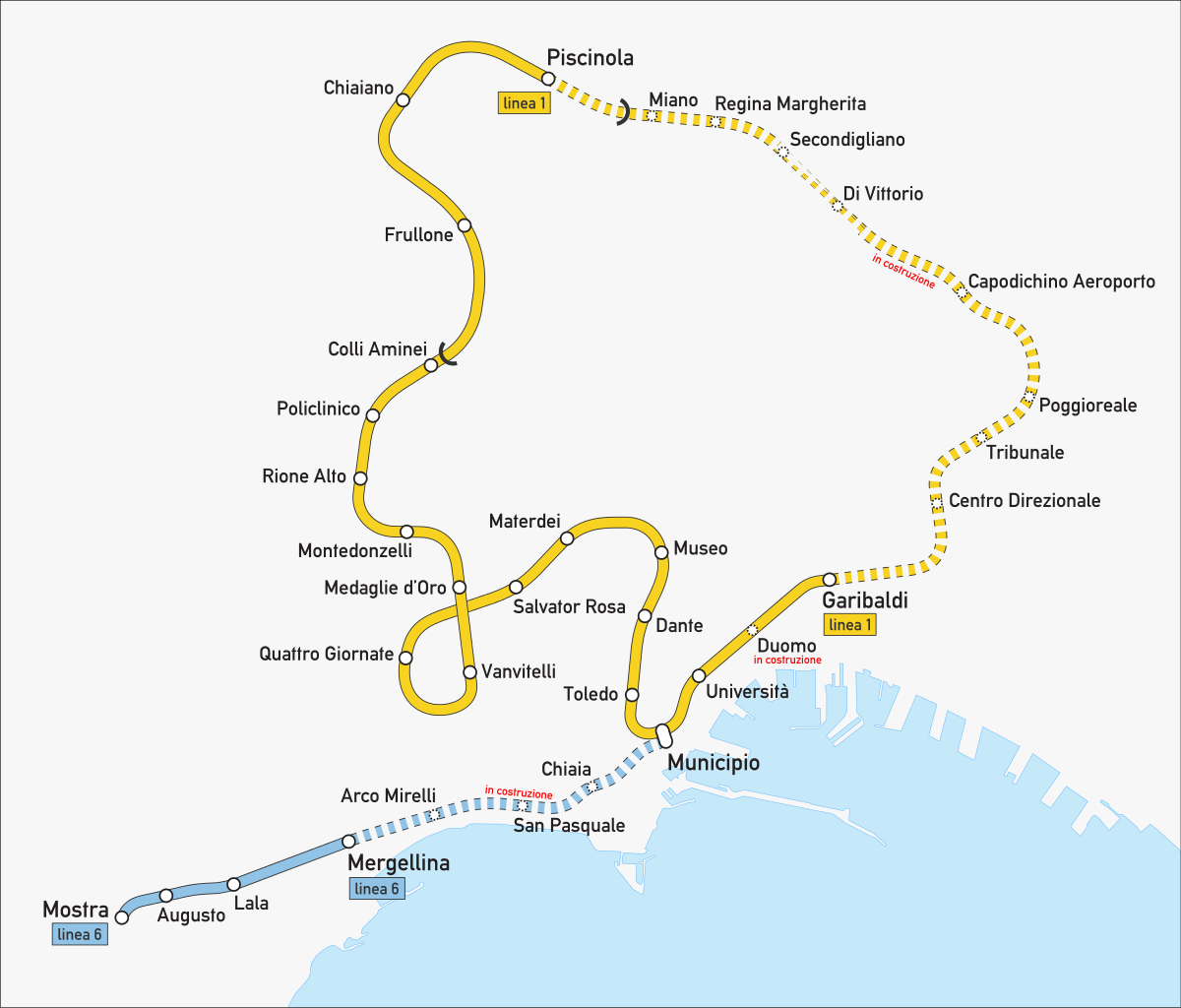 Napoli - mappa rete metropolitana